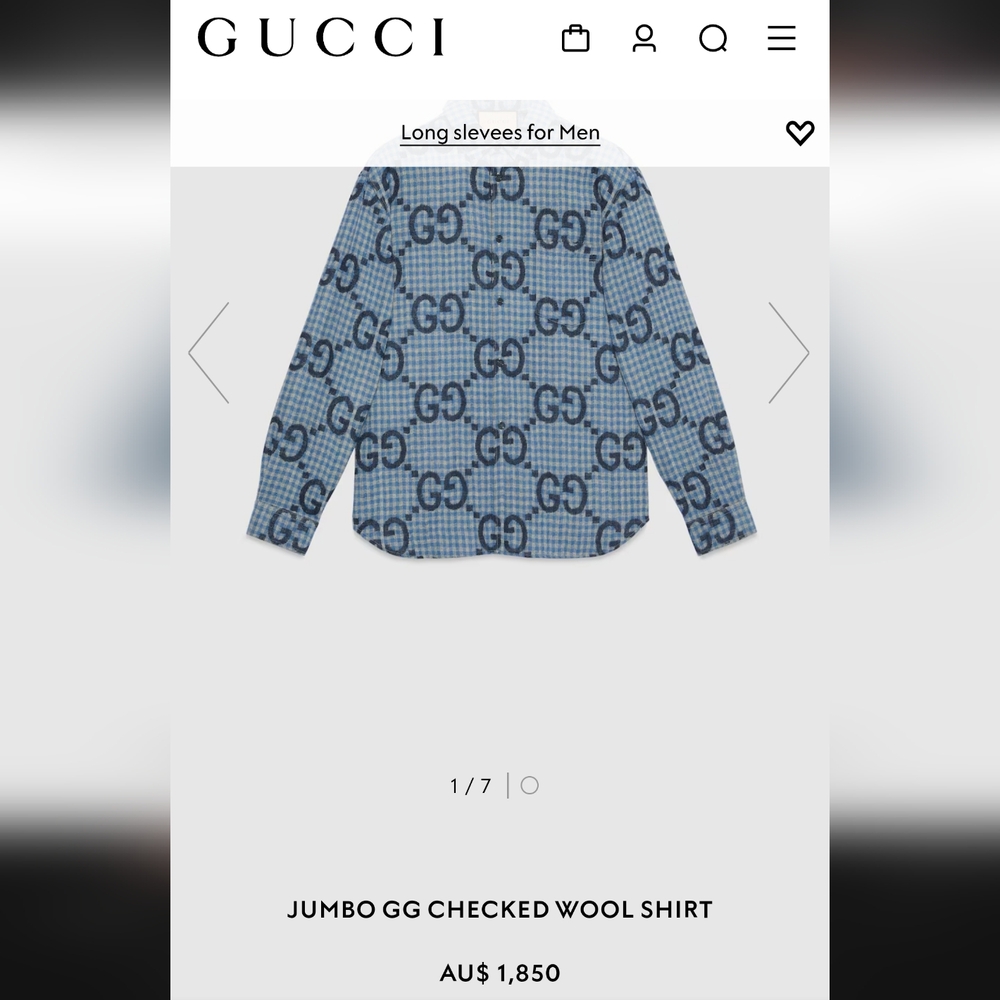 Made In Italy Gucci Jumbo GG checked 100% wool shirt - Picture 4 of 16